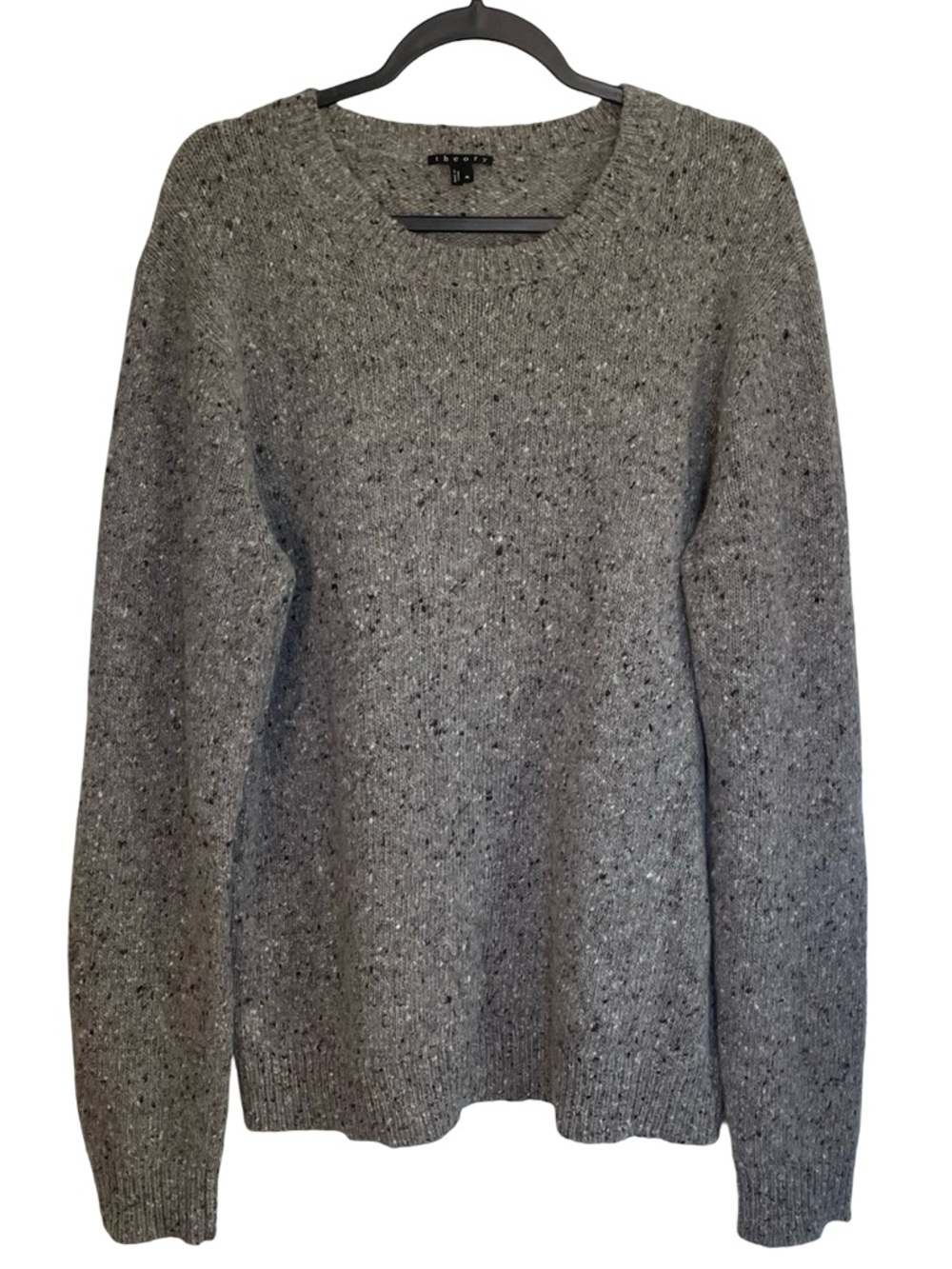 Theory Gray Speckled Crewneck Sweater